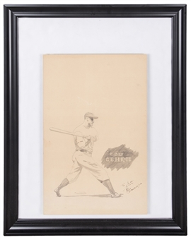 Circa 1920s Lou Gehrig Original Artwork 13x20" Gifted to Gehrig by a Fan  